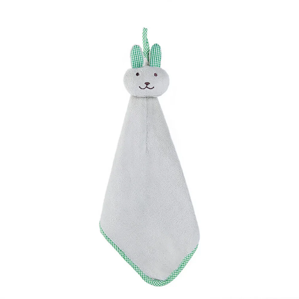 Милое детское полотенце для рук с мультяшным животным Кроликом, плюшевое кухонное мягкое подвешивающее банное полотенце, детские подарки - Цвет: Green