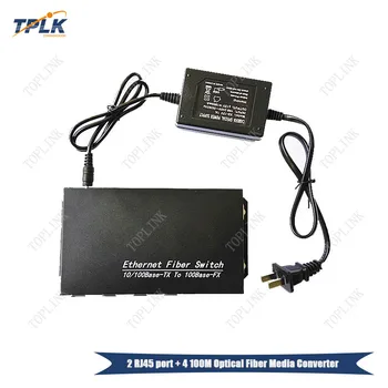 

2018 hot selling 1pair 100M SF/SM converter 2 RJ45 port+4 100M POE optical fiber Media Converter DC Power 1310/1550nm FTTH/FTTB