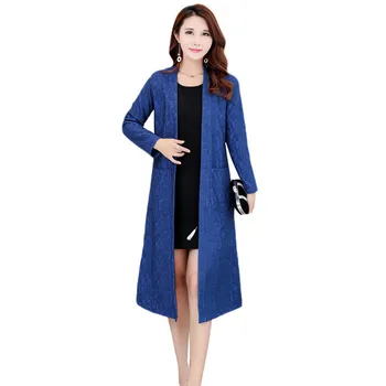 

Autumn Women Windbreaker Spring Large size Mediun long Cardigan Lace Coat Dignified Pure color Hollow Ladies Trench Coat DT0077