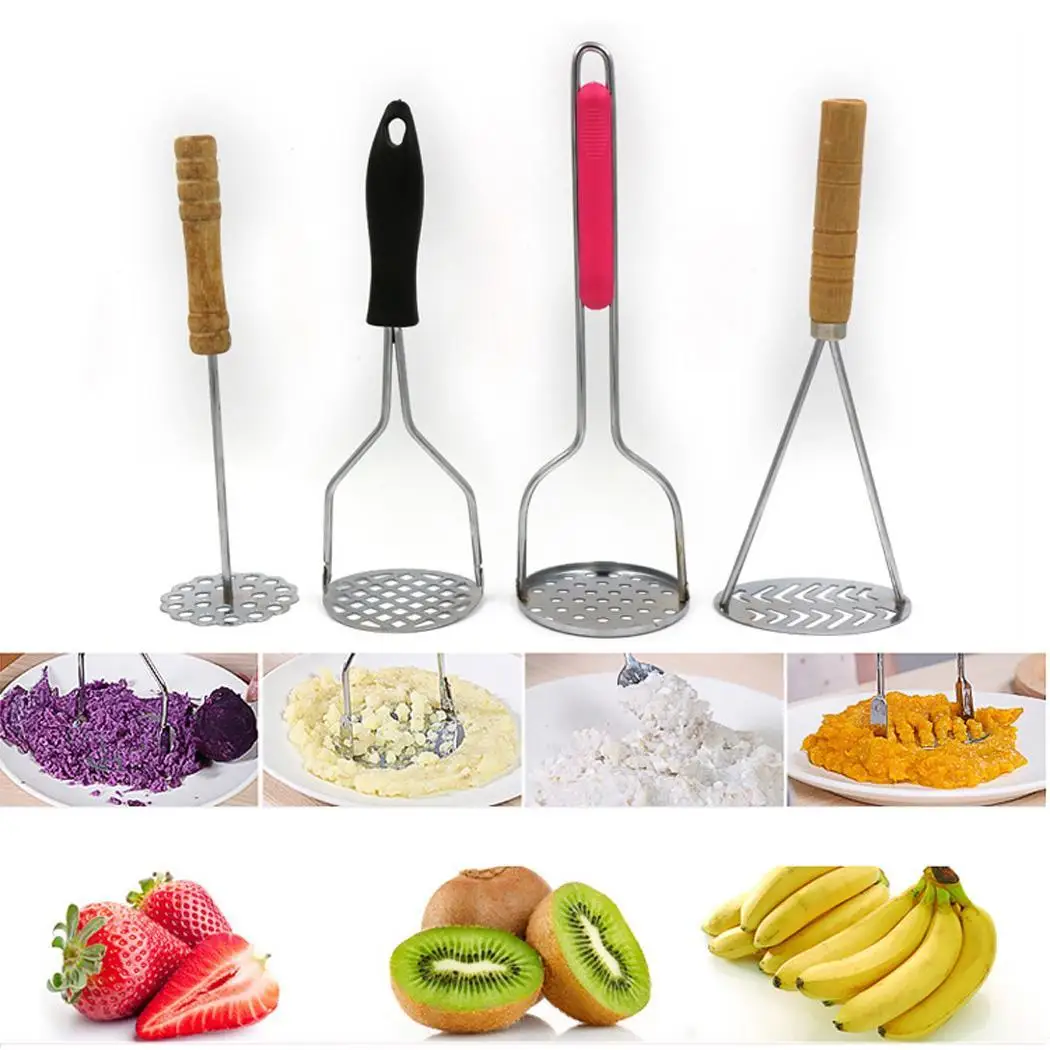 

Stainless Steel Potato Masher Fruit Vegetable As Picture Press Easy use and clean Crusher Kitchen Tool