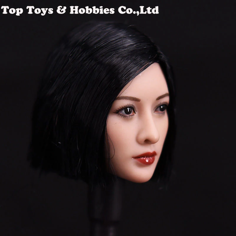 1 6 Short Asian Black Wig Short Hair Head Sculpt Model For 12