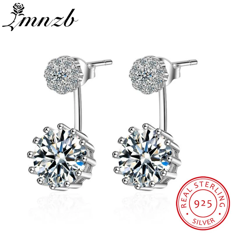 

LMNZB 100% 925 Sterling Silver Earrings 6mm Cubic Zirconia Stone Fashion Women Jewelry Wedding Stud Earring For Birthday LED455