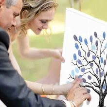 DIY Дерево Форма отпечатков пальцев картина холст душ Гостиная Брак Подарки в деревенском стиле Свадебные украшения дома Подпись подарок