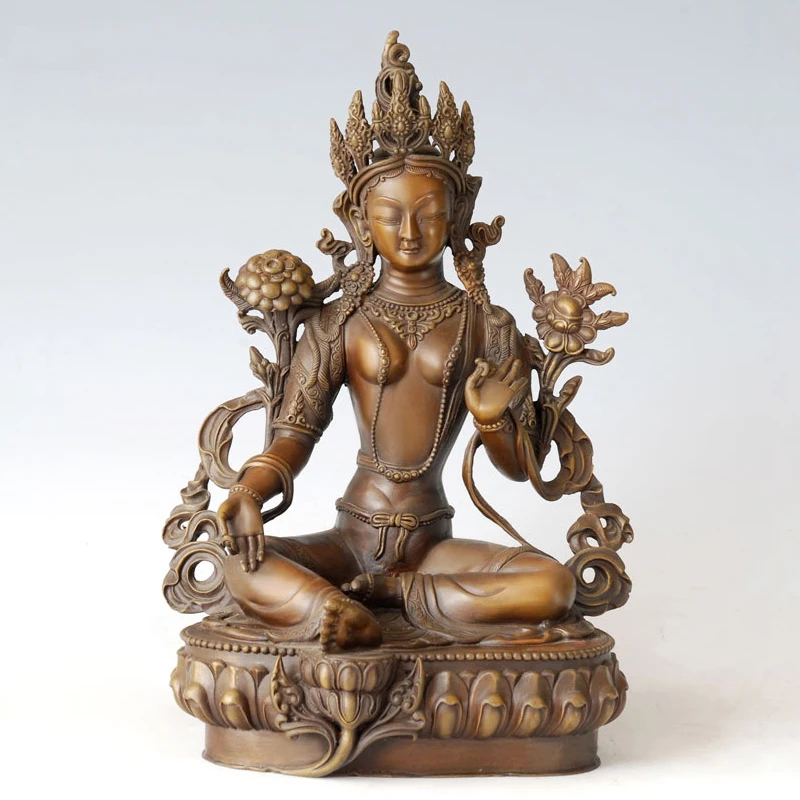 Бронзовые Bodhisattva Tara зеленые статуэтки индийская буддистская богиня Будды