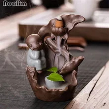 Керамическая монах курильница для благовоний горелка креативный Лотос пруд ваза зеленое растение, украшение для дома ароматерапия водопад курильница+ 20 шт. конусов