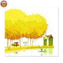 Картина по номерам художественная краска по номерам желтое большое дерево простая жизнь прогулочная лодка рисовать на холсте цифровая краска ing известная краска в