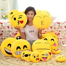 1pc Lovely 20 Styles Soft Emoji Smiley Emoticon Yellow Round Decorative Cushion Stuffed Plush Toy Doll