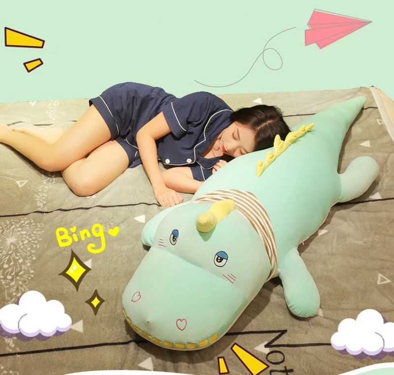 Dorimytrader kawaii crocodile plush toy doll giant animal alligator sleeping cushion bed pillow girl cute birthday gift 120cm 150cm DY50545 (7)