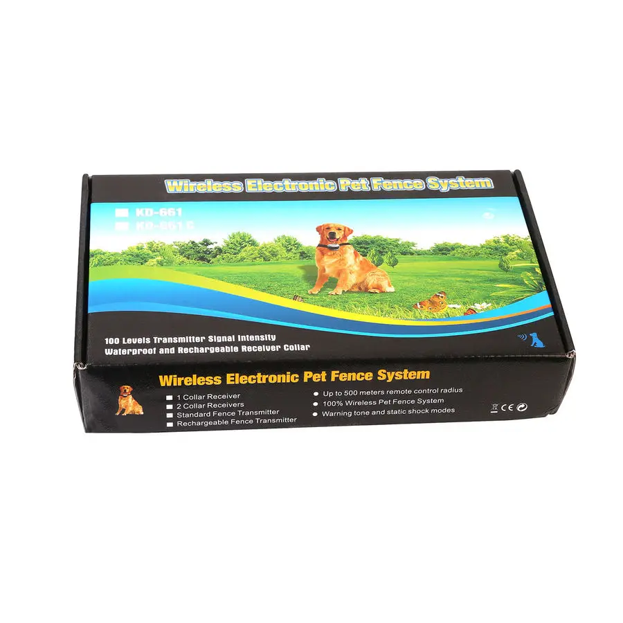 Retail Wireless Electric Dog Pet Fence Containment System Transmitter Collar Waterproof 27g9
