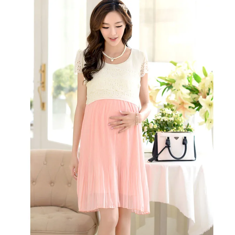 Платье для кормящих мам Женская одежда для беременных летняя модная шифоновая юбка для грудного вскармливания Одежда для беременных лактация