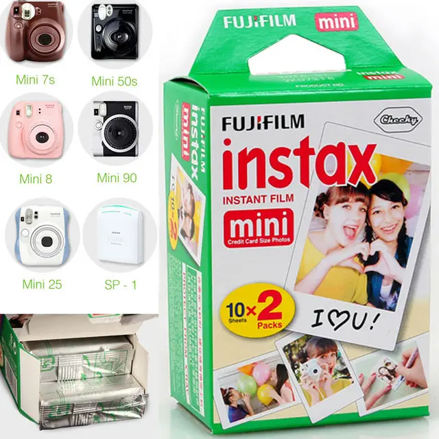 high qulaity 20 sheets original fujifilm fuji instax mini film white polaroid sheet film