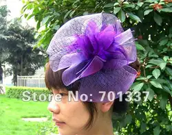 Оптовая продажа фиолетовый чародей, танцы, гонки, свадьбы, партии шляпу костюм волосы цветок Hat H111