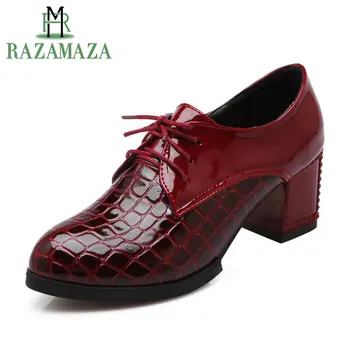 

ZALAVOR Size 34-43 Women British Style Concise Pumps Cross Strap Round Toe Thick High Heels Shoes Women Office Daily Footwear
