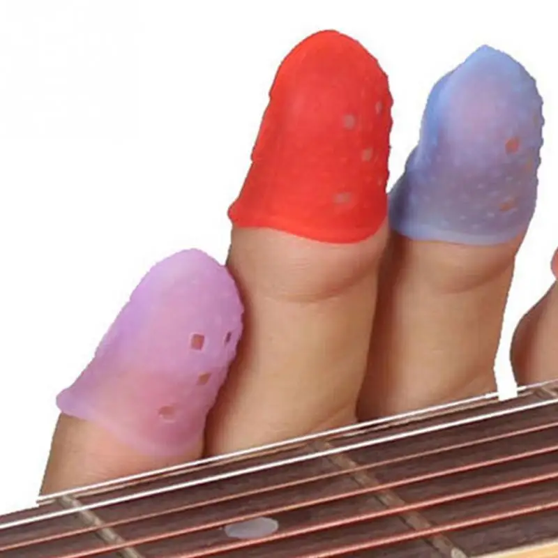 4 шт./компл. Силиконовая защита пальцев гитары пальца пленки для миниатюрная гитара укулеле гитара размеры S, M, l разные цвета