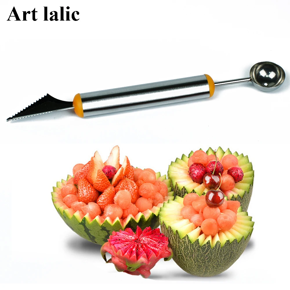 

Home Kitchen Bar Fruit Carving Cutter Watermelon Cantaloupe Melon Dig Ball Scoop Ballers Stainless Steel Hot Search