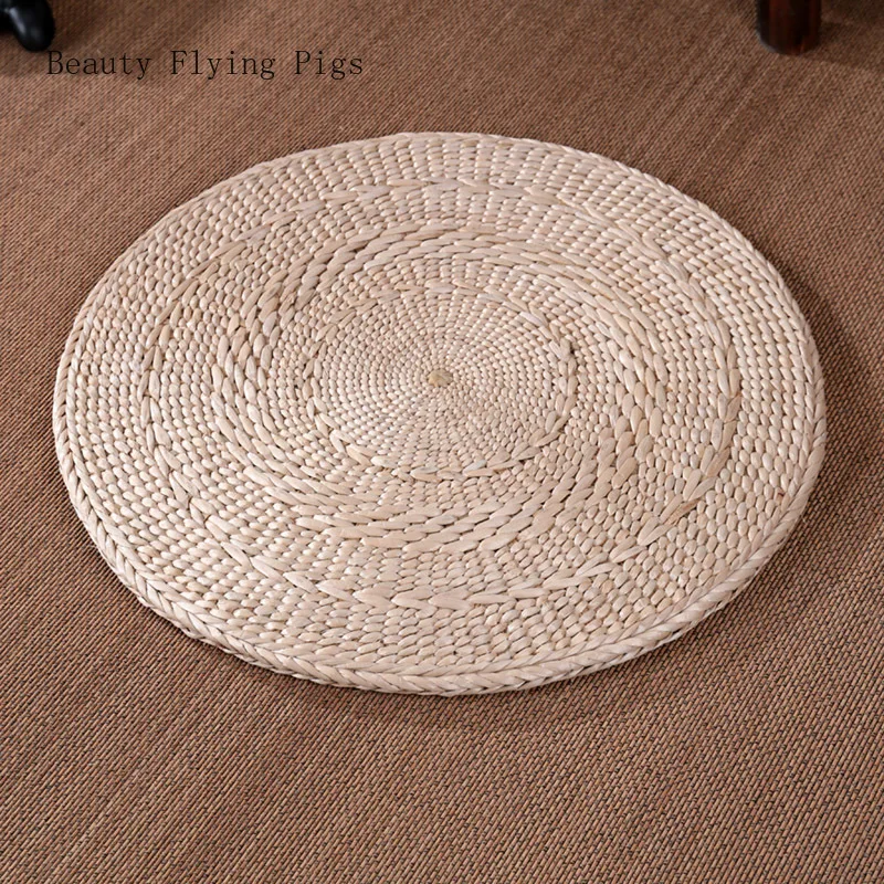 

Idyllic wind straw handmade cushions futon new pastoral meditation pad tatami bay window cushions meditation Buddha yoga mat
