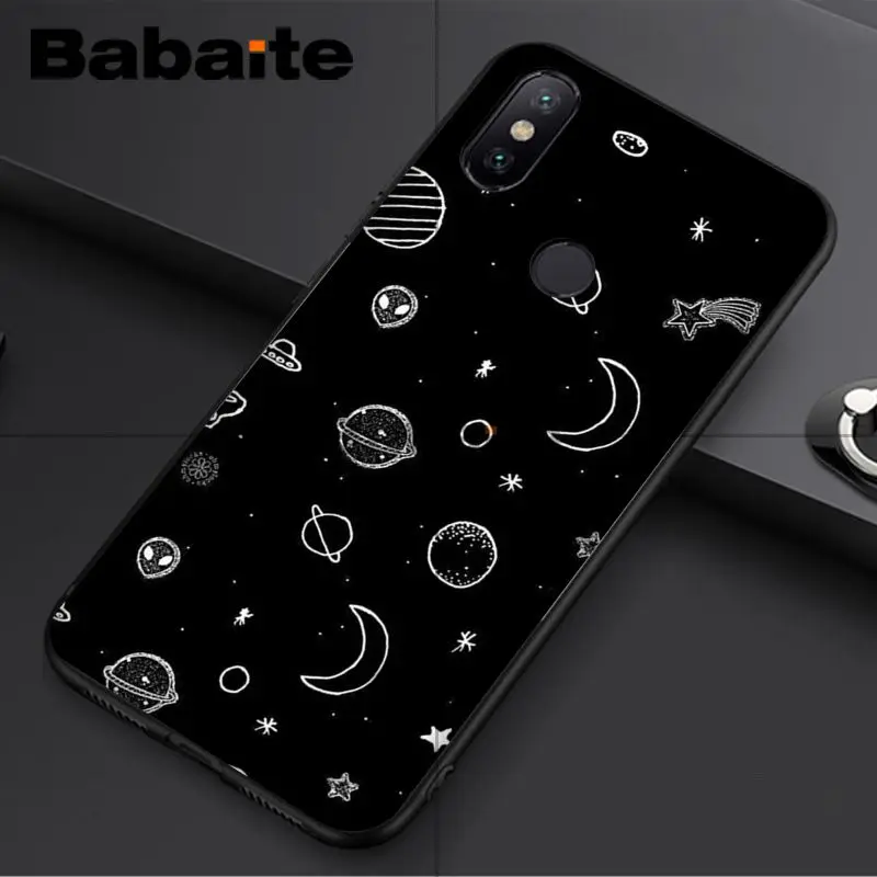 Black With White Moon Stars Space Astronaut