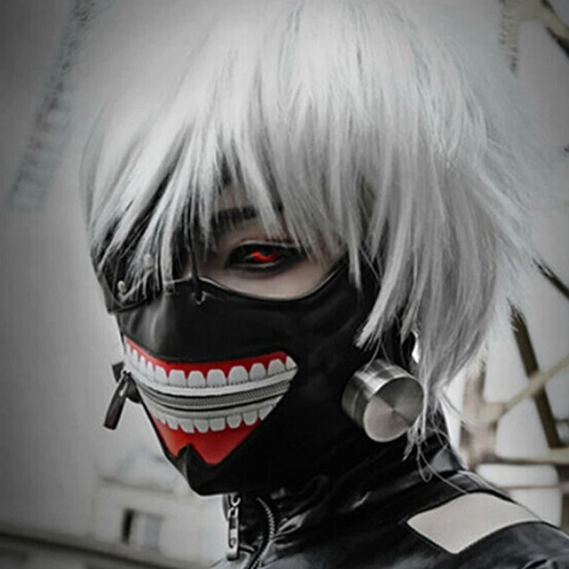 New Tokyo Ghoul Kaneki Ken Adjustable Zipper Faux Leather Mask Cosplay Halloween