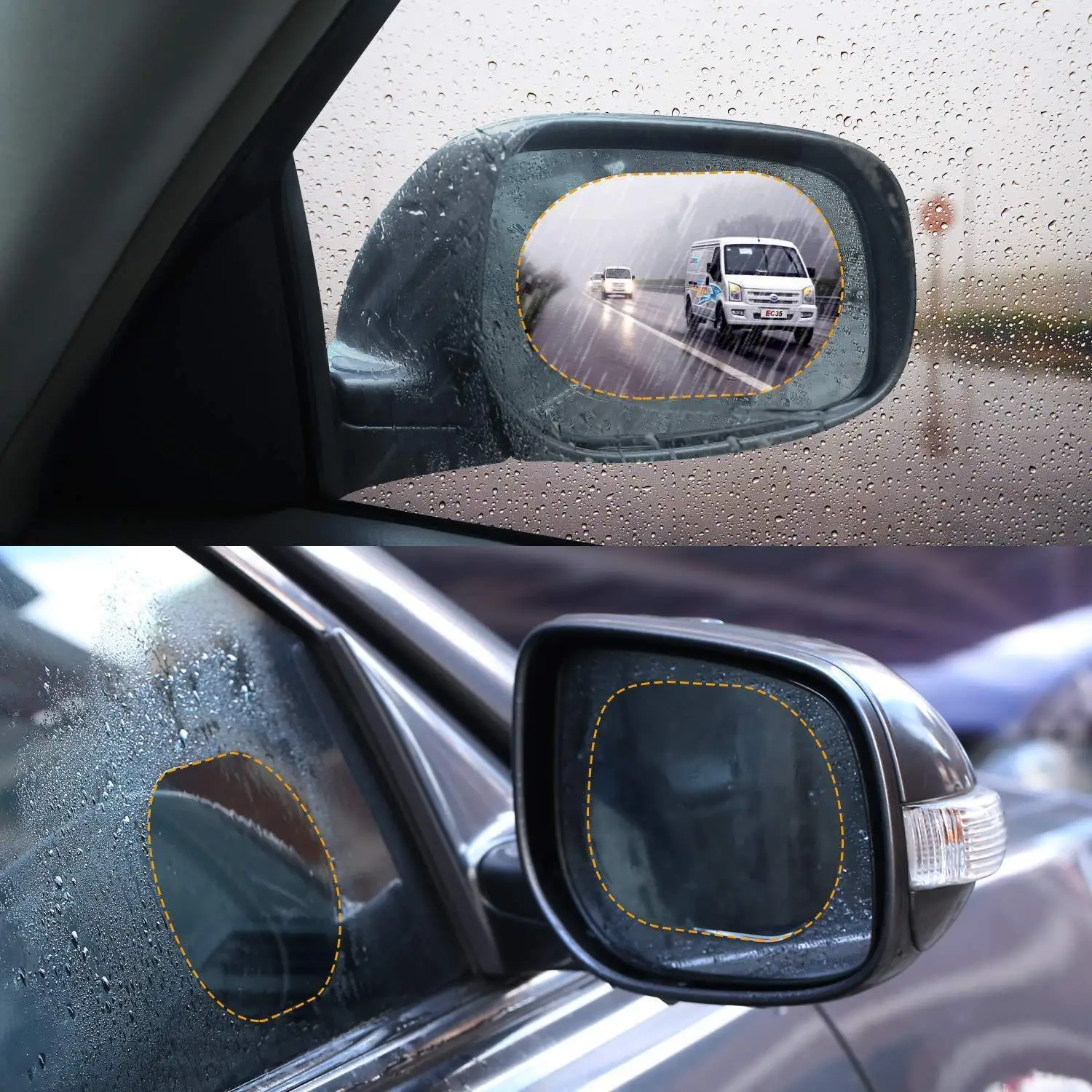 2pcs Car Rearview Mirror Protective Film Antifog Rainproof Film Car