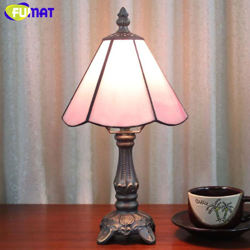 FUMAT Tiffany Stained Glass Desk Lamps Girls Gift Grape Rose Dragonfly Pearl Morning Glory Pattern Table Night Lights  6.