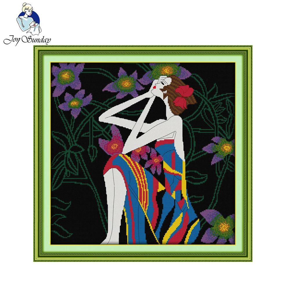 

Joy sunday figure style Flower woman easy counted cross stitch beginners instructions kits for diy needlework ornament