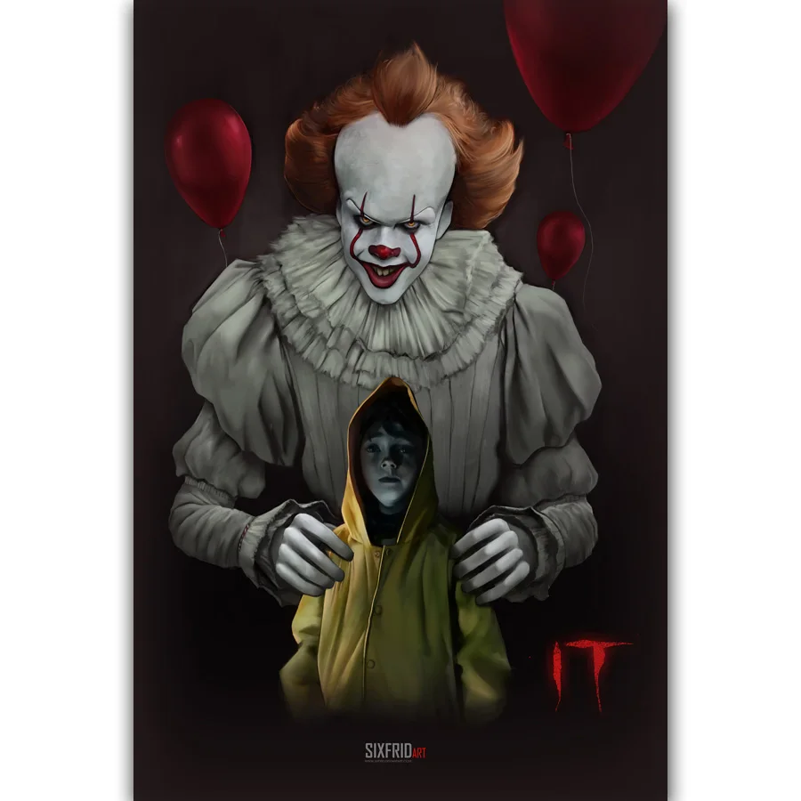 

MQ2669 Hot New 2017 IT Horror Movie Stephen King Pennywise Hot Art Poster Top Silk Canvas Home Decor Picture Wall Printings