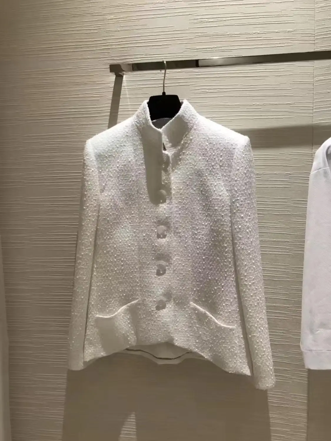 

High End Fashion Designer Women Jacket 2019 New Spring full Sleeve Jacquard silk Lining Elegant Coat with chain