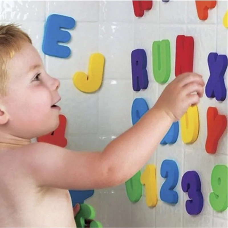 

36pcs/Set Alphanumeric Letter Puzzle Baby Bath Toys Soft EVA Kids Baby Water Toys For Bathroom Early Educational Suction Up Toy