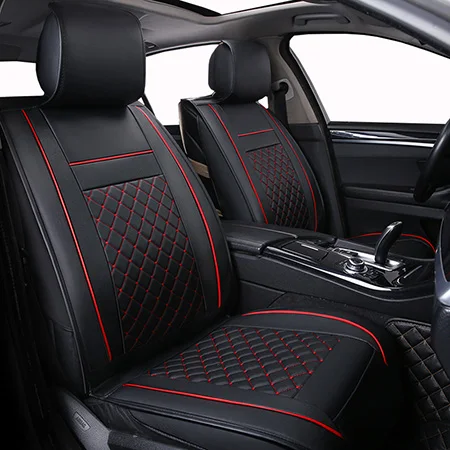 Только для передней панели кожа универсальный чехол для автомобильных сидений для Тойота Королла harrier hilux mark 2 premio tundra venza 2010 2009 2008 2007 - Название цвета: Black red 2pc