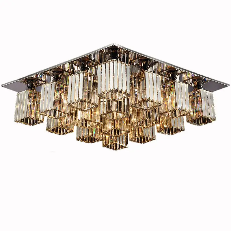 Modern Oblong Crystal Living Room Ceiling Lamp Luxury