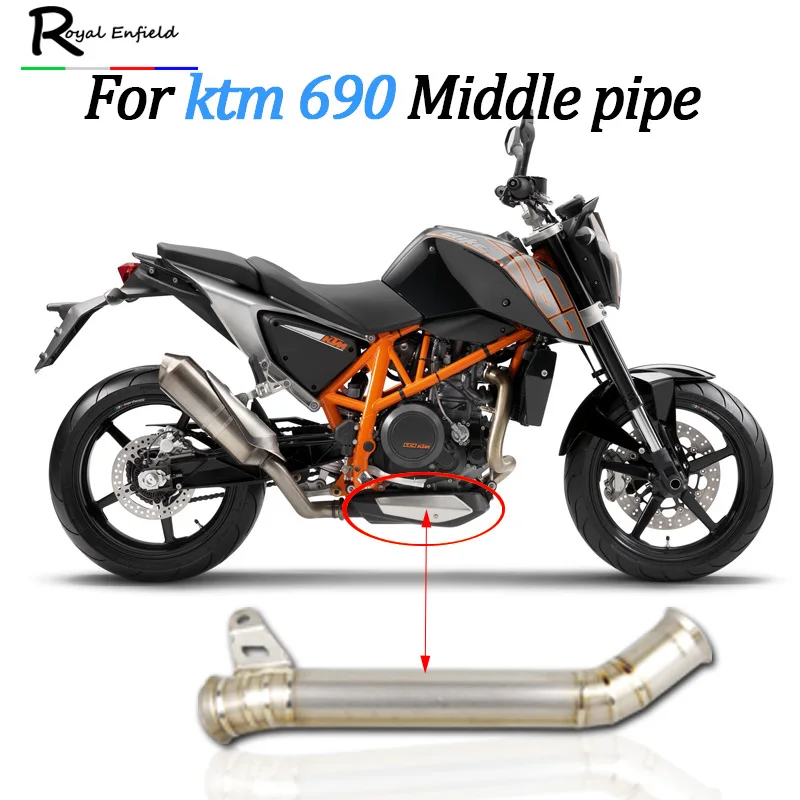 

Motorcycle Slip On Mid Pipe Titanium Alloy Eliminator Exhaust Mid Pipe For KTM 690 FOR Duke Straight row