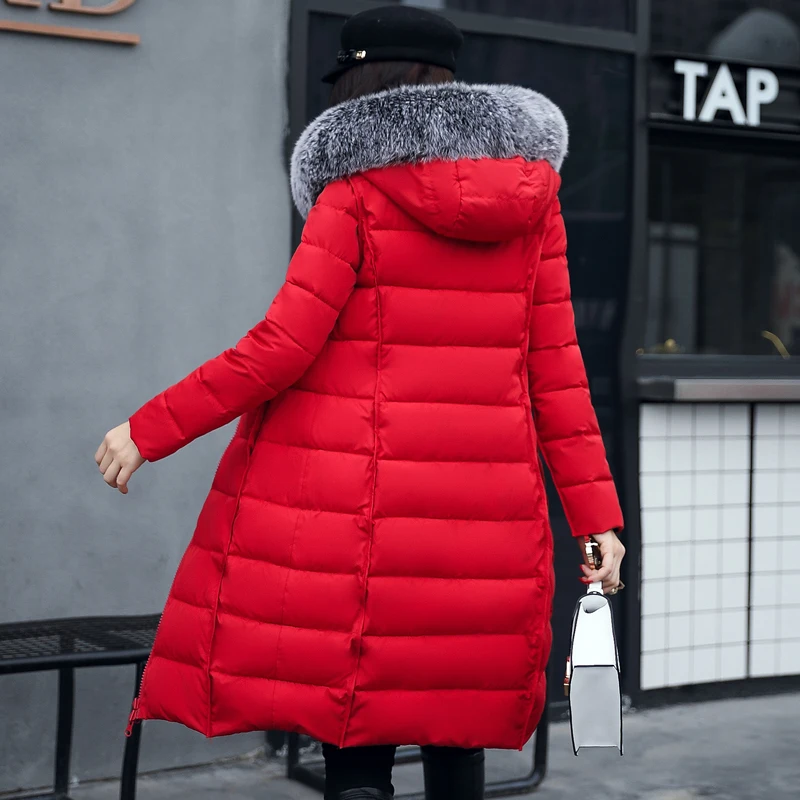Женская зимняя куртка с меховым капюшоном, Женское пальто размера плюс, 3XL, длинная парка с подкладкой, верхняя одежда для женщин, Jaquata Feminina Inverno