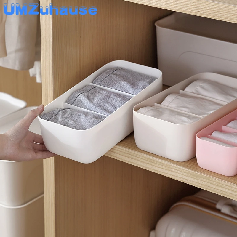 

Socks Underwear Panties Storage Boxes Drawer Divider Plastic Separate Organizer Wardrobe Cabinet Desk Bathroom Home Organization