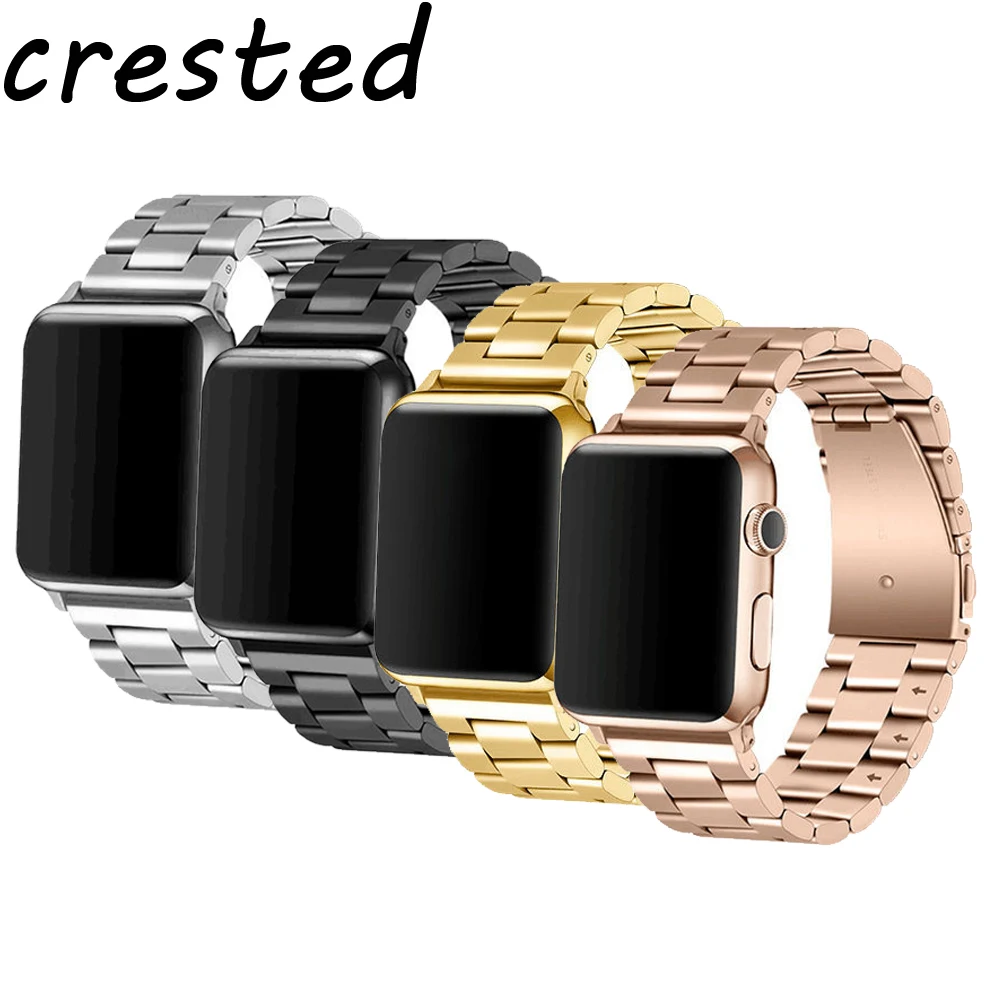 

CRESTED Stainless Steel strap for apple watch band 4 42mm 38mm metal link Bracelet wristband for iwatch correa 44mm 40mm 3/2/1