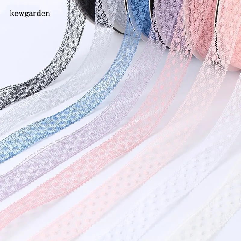 

Kewgarden 18mm Dot Lace Ribbon Handmade Tape DIY Hair Bow Accessories Packing Satin Ribbon 50 Yards