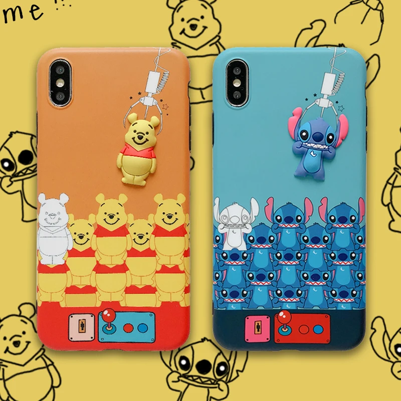 Мягкий чехол для iphone XS max с милым краном для iphone 8 plus, 6 S, 6, 7, 8 plus, xr, xs, милый медведь, Ститч, 3D, кукла, мультяшный чехол