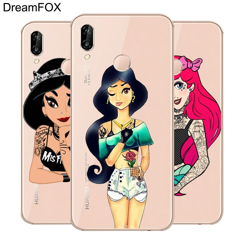 

DREAMFOX L095 Tatton Princess Girls Punk Soft TPU Silicone Case Cover For Huawei Honor 6A 6C 7X 9 10 P20 Lite Pro P Smart 2019