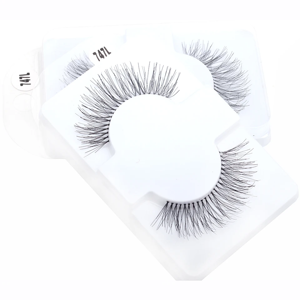 Long Soft Human Hair Lashes Full Strip Thick Cross Curl