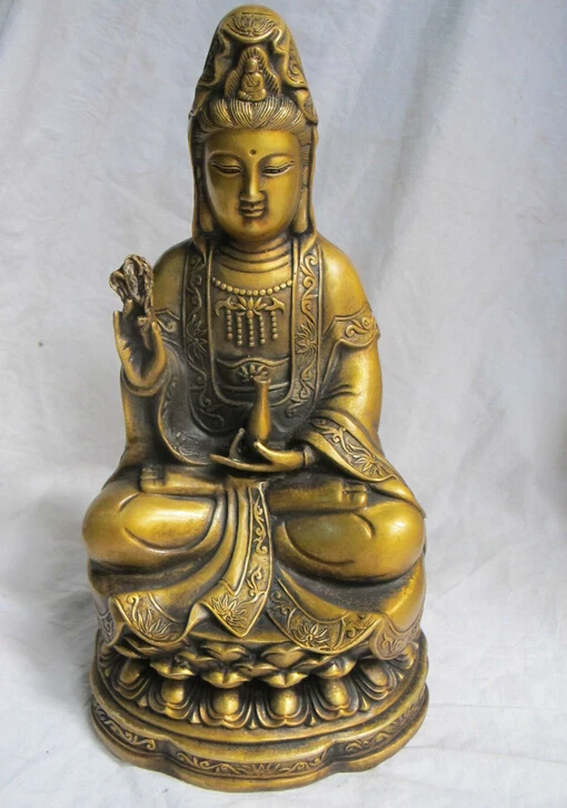 12&quotTibetan Bronze bodhisattva Beautiful Mother Buddha kwan yin Statue guanyin | Дом и сад
