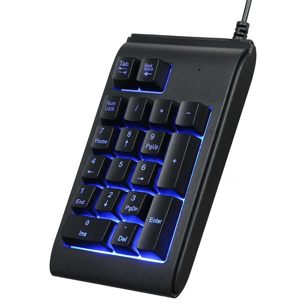 19 клавиш, клавиатура с номером, USB Проводная цифровая мини-клавиатура с цифровой подсветкой, светодиодный Водонепроницаемый ABS для ноутбука, настольного ПК