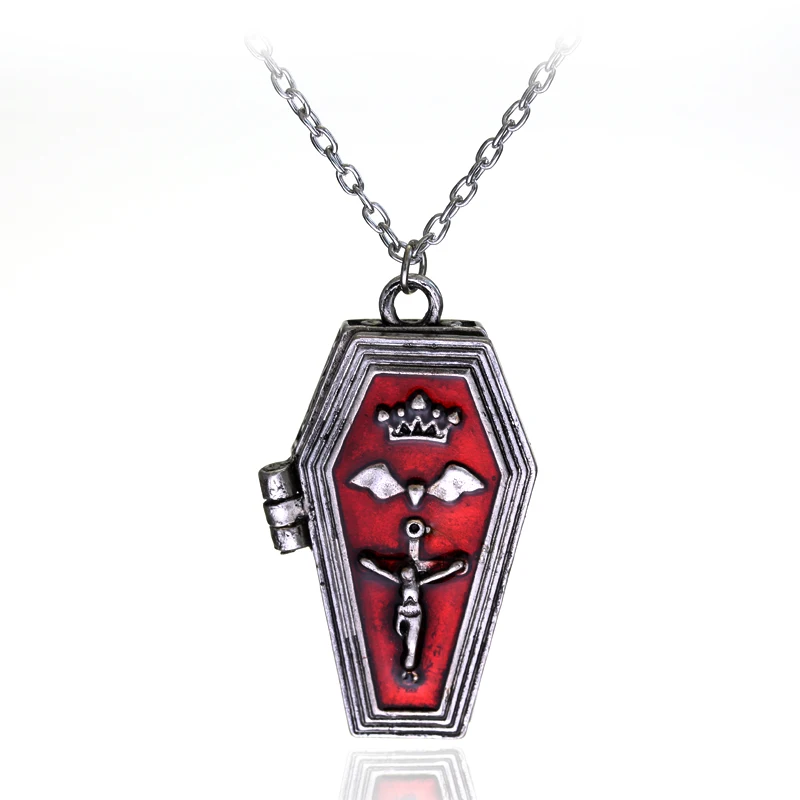 

BRASS COFFIN LOCKET Poison Box Pendant The Vampire Diaries Gothic Punk Goth Necklace
