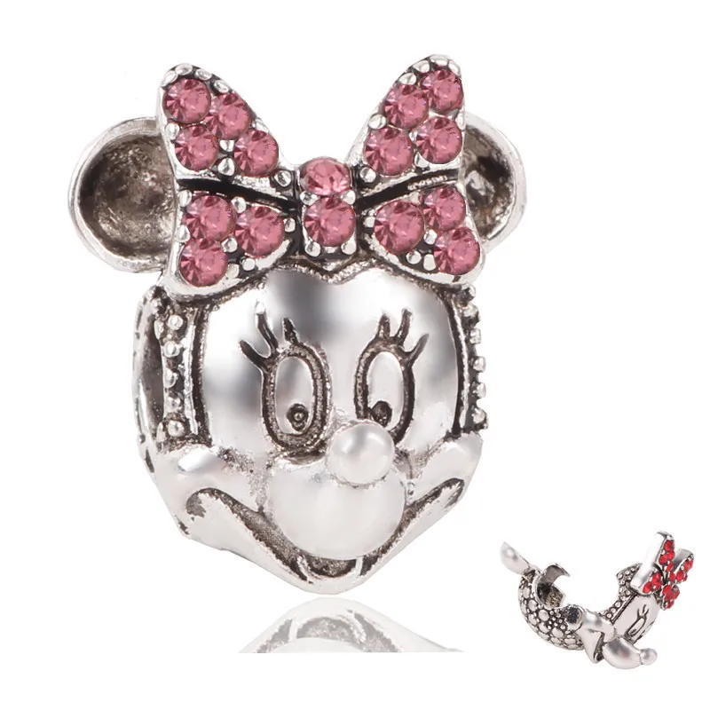 

dodocharms Fresh Style Small European Pendant Beads Mickey Mini Clip Cartoon Crystal Beads Fit Pandora Charms Bracelets DIY