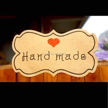 

300pcs/lot 3.2*5.9cm "Handmade" Kraft paper sticker sealing sticker baking package cookies cake box decoration custom label