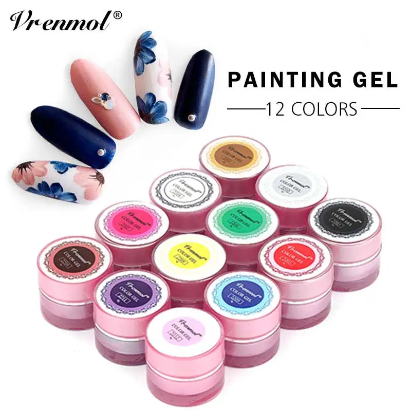 

Vrenmol 8g Color Painting Gel Nail Polish Nail Art Tips UV Gel Varnish Hybrid Bio Permanent Enamels Rainbow Sugar Gel Lacquer