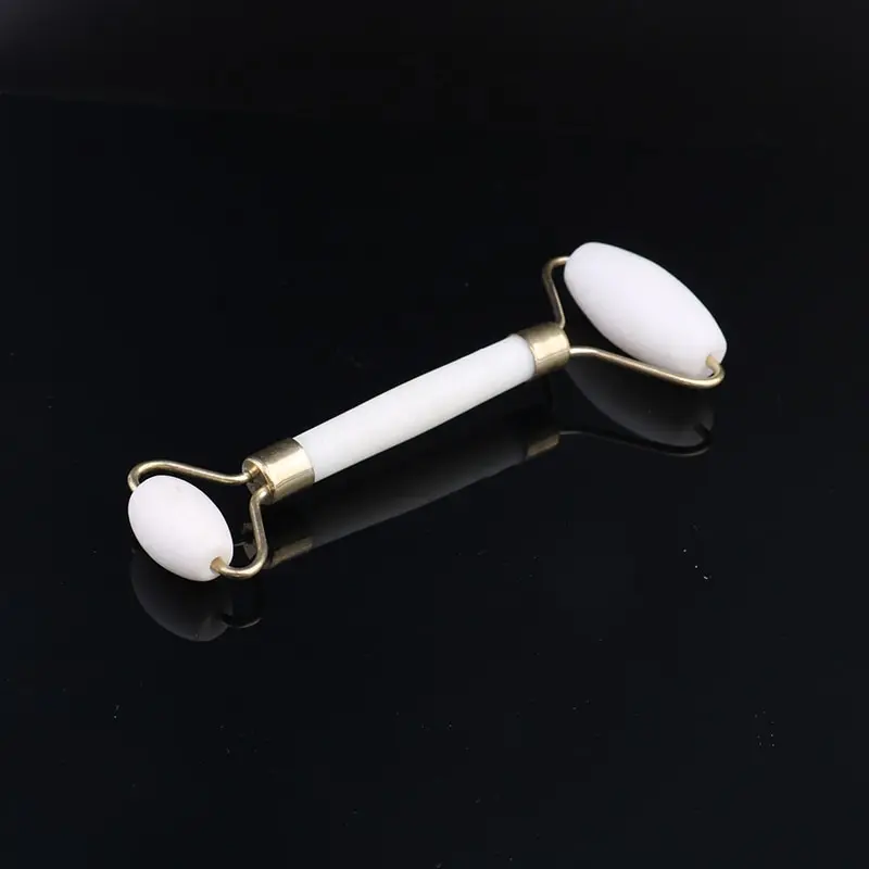 

White Double Head Facial Massage Roller Jade Face Slimming Body Head Neck Nature