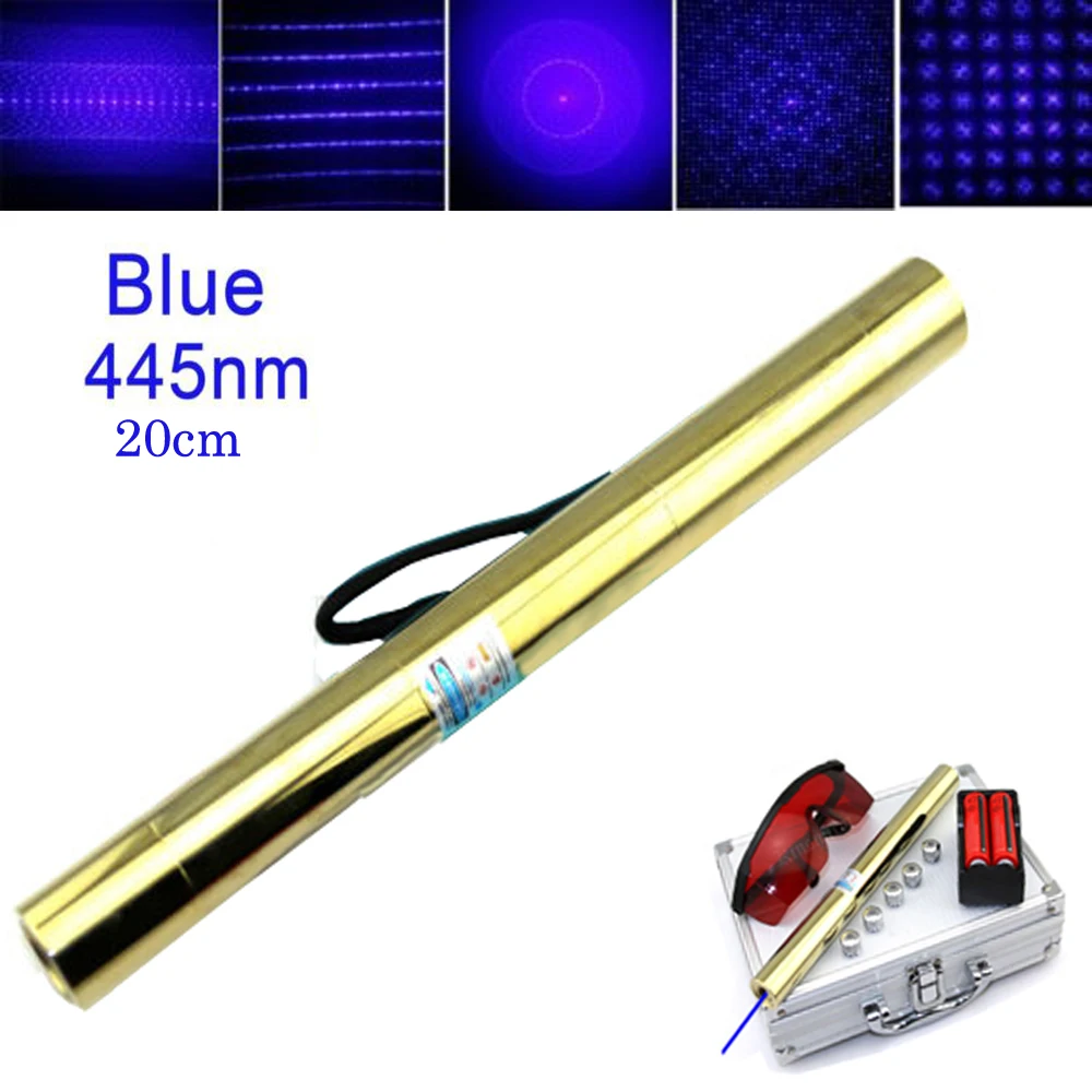 Alta potencia todo cobre azul puntero láser más potente 450nm 5000 m enfoque lazer sight burn match velas encendidas fuegos artificiales - 1