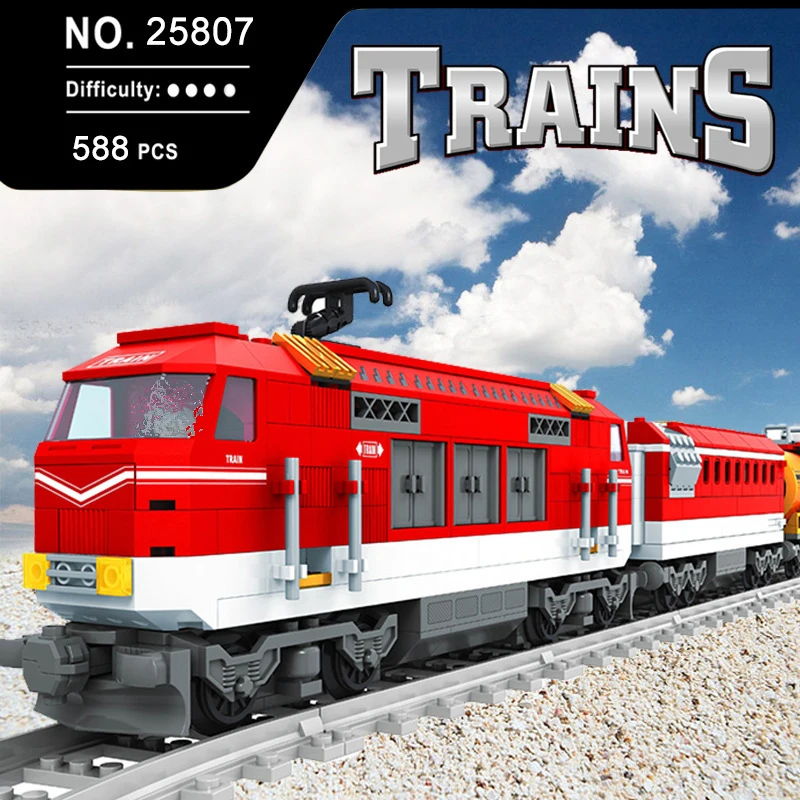Ausini 25807 588 шт городская серия поезд с дорожками строительные блоки железнодорожная перевозка игрушки brinquedos подарки совместимы с Lgo