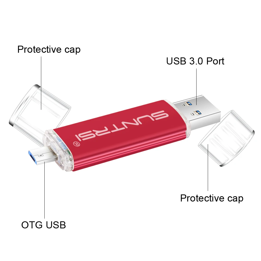  Suntrsi USB Flash Drive Micro OTG USB 3.0 5PCS/Lot Wholesale Price Pendrvie 64GB 32GB USB Stick Pen