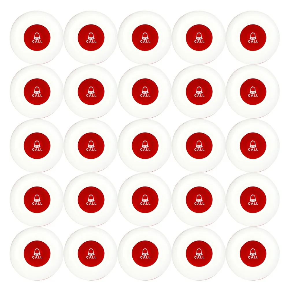 

25pcs Wireless Call Transmitter Button Office Club Waiter Call Pager Waterproof 433MHz Pager Button Restaurants Equipment F3250