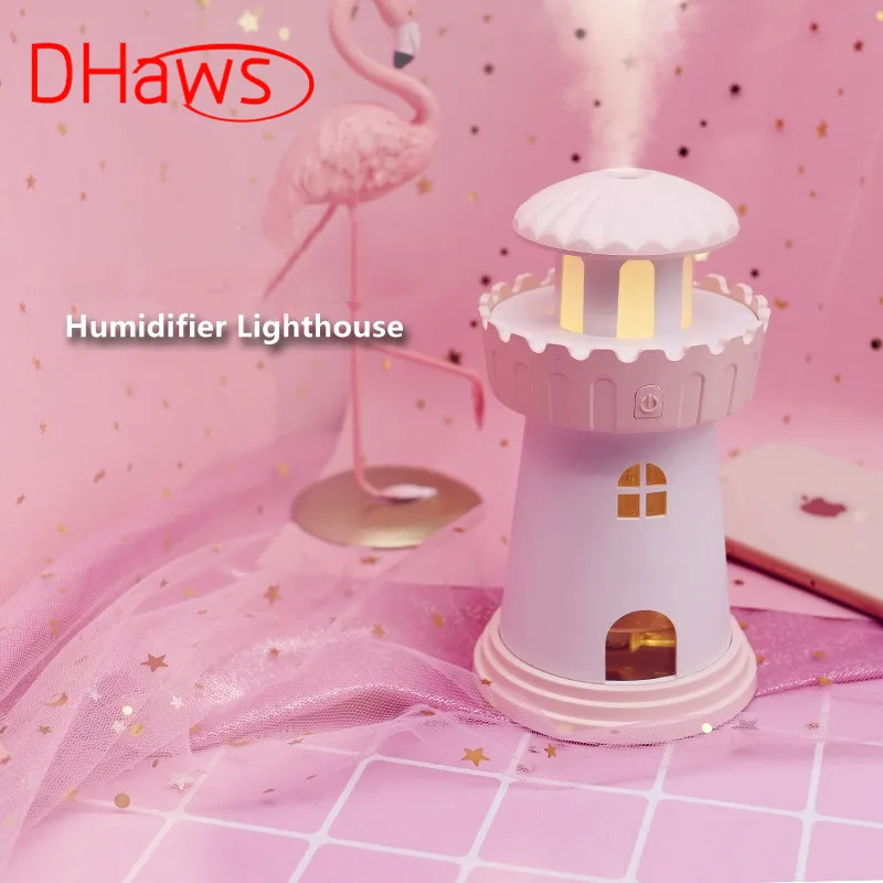 

DHaws Ultrasonic Humidifier Air Mist Maker LED Lighthouse USB Humidifiers Air Freshner Aroma Diffuser Lamp For Car Office